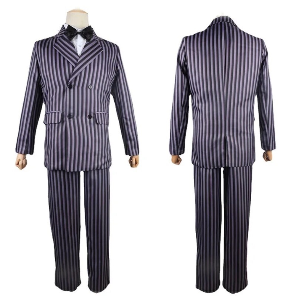 Men's Striped Suit Costume - Black and Gray